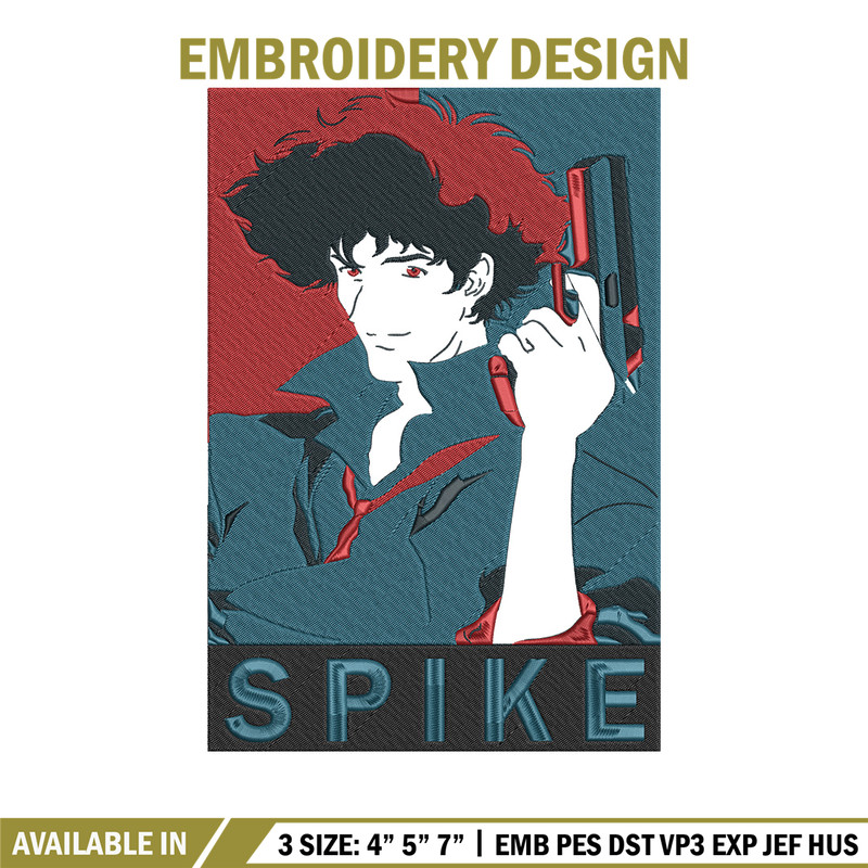 Spike poster Embroidery Design, Cowboy bebop Embroidery, Embroidery File, Anime Embroidery,Anime shirt,Digital download.jpg