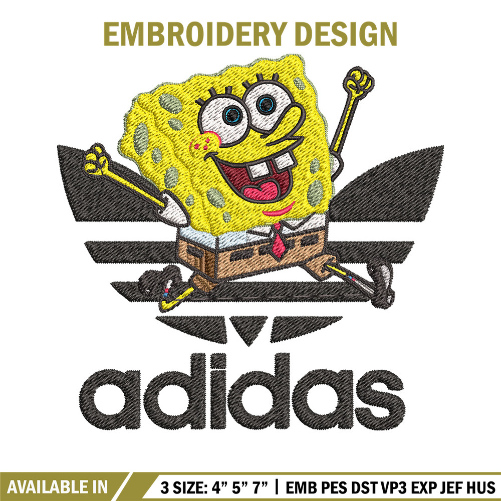 Spongebob adidas Embroidery Design, Adidas Embroidery, Embroidery File, Brand Embroidery, Logo shirt, Digital download.jpg