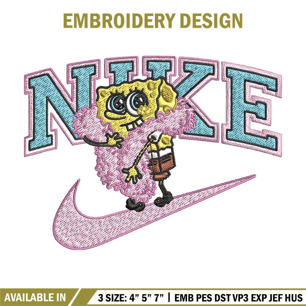 Spongebob pink nike Embroidery Design, Nike Embroidery, Brand Embroidery, Embroidery File, Logo shirt, Digital download.jpg
