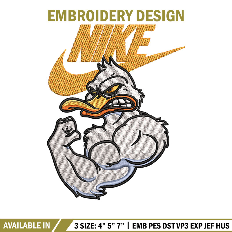 Strong Duck Stock Illustration Nike Embroidery design, cartoon Embroidery, Nike design, logo shirt, Instant download..jpg