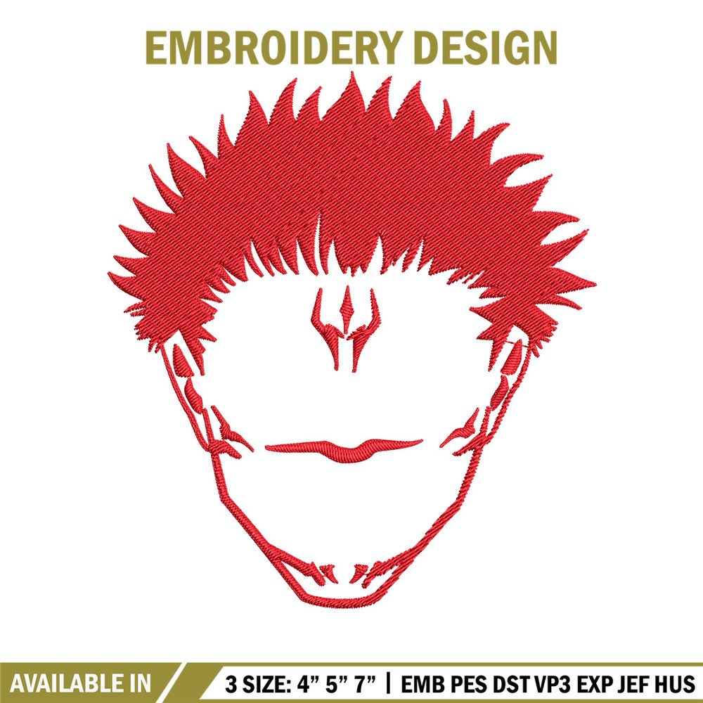 Sukuna face Embroidery Design, Jujutsu Embroidery, Embroidery File, Anime Embroidery, Anime shirt, Digital download..jpg
