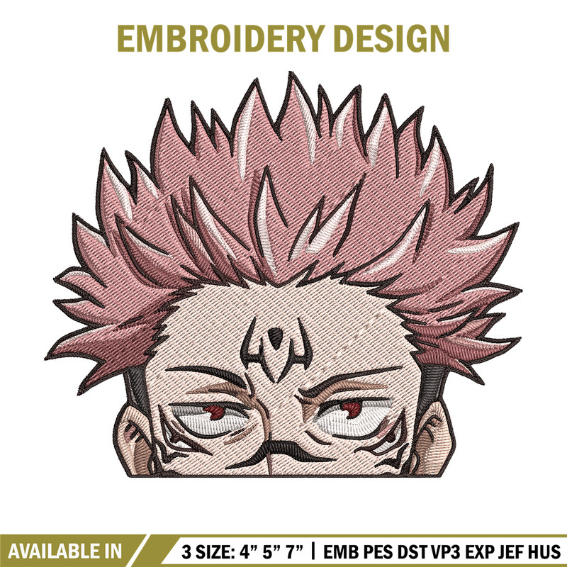 Sukuna Peeker Embroidery Design, Jujutsu Embroidery, Embroidery File, Anime Embroidery, Anime shirt, Digital download.jpg