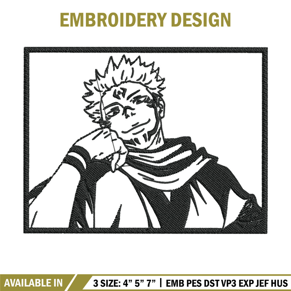 Sukuna rectangle Embroidery Design, Jujutsu Embroidery, Embroidery File, Anime Embroidery, Anime shirt, Digital download.jpg