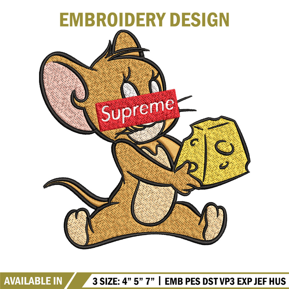 Supreme Cartoon Jerry Embroidery design, Disney cartoon Embroidery, cartoon design, Embroidery File, Digital download.jpg