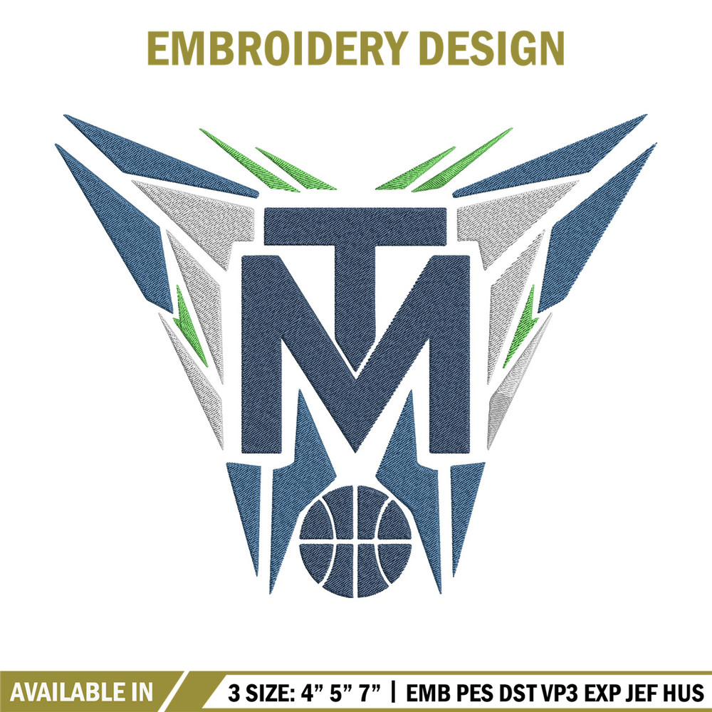 Timberwolves basketball embroidery design, NBA embroidery, Sport embroidery, Embroidery design, Logo sport embroidery.jpg