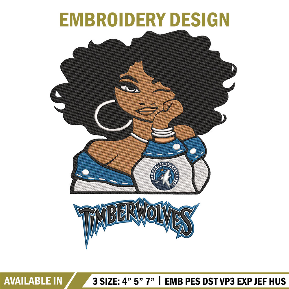 Timberwolves girl embroidery design, NBA embroidery, Sport embroidery, Embroidery design,Logo sport embroidery.jpg