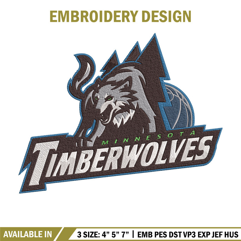 Timberwolves logo embroidery design, NBA embroidery, Sport embroidery, Embroidery design, Logo sport embroidery.jpg