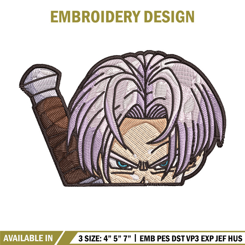 Trunks Peeker Embroidery Design, Dragonball Embroidery, Embroidery File, Anime Embroidery, Anime shirt, Digital download.jpg