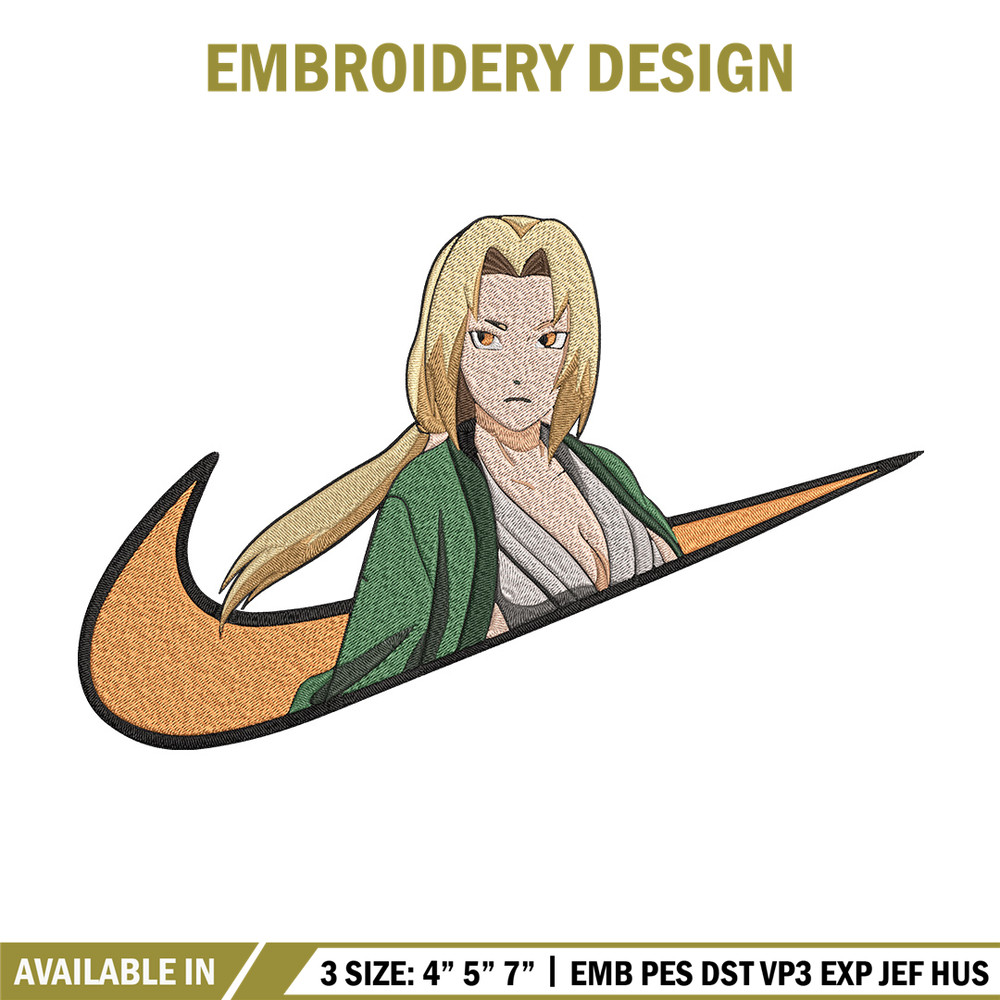 Tsunade x nike Embroidery Design, Naruto Embroidery, Embroidery File, Nike Embroidery, Anime shirt, Digital download.jpg