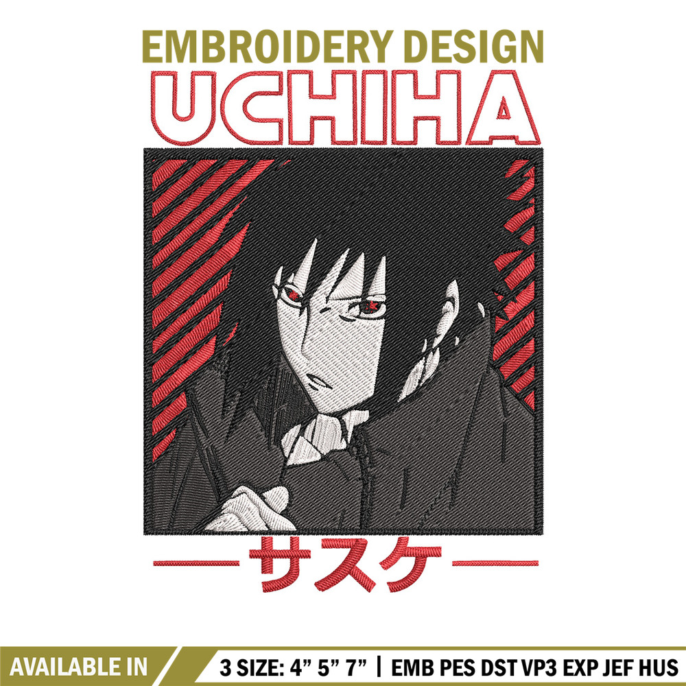 Uchiha Sasuke Embroidery Design, Naruto Embroidery,Embroidery File, Anime Embroidery, Anime shirt, Digital download.jpg