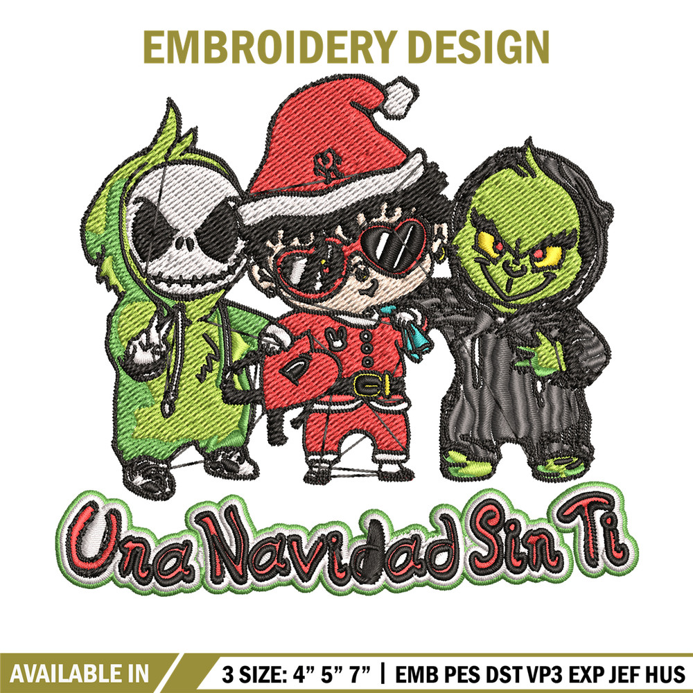 Una Navidad Sin Ti Grinch Embroidery design, Grinch christmas Embroidery, logo design, Embroidery File, Instant download.jpg