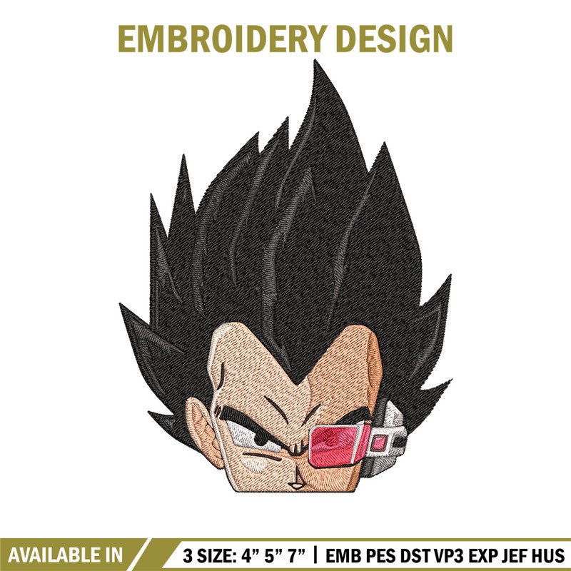 Vegeta peeker Embroidery Design, Dragonball Embroidery, Embroidery File, Anime Embroidery, Anime shirt,Digital download..jpg