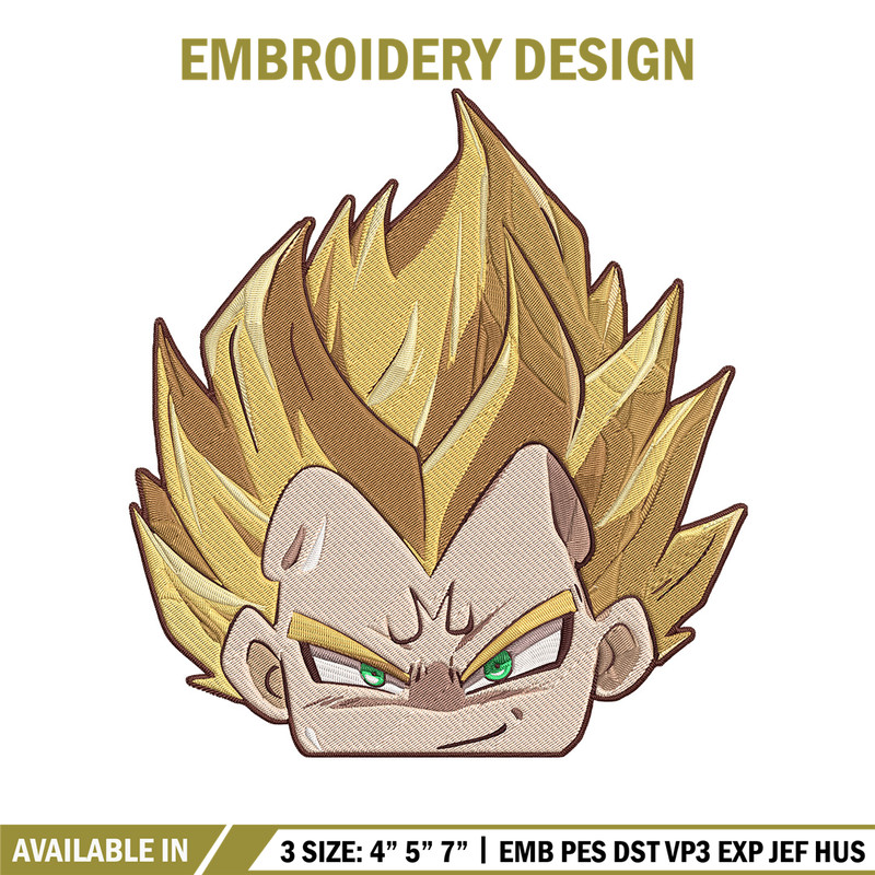 Vegeta peeker Embroidery Design, Dragonball Embroidery, Embroidery File, Anime Embroidery, Anime shirt,Digital download.jpg