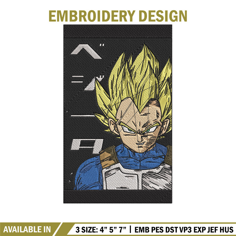Vegeta poster Embroidery Design, Dragonball Embroidery, Embroidery File,Anime Embroidery, Anime shirt, Digital download.jpg