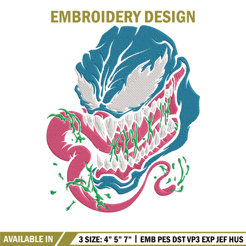 Venom face Embroidery Design, Venom Embroidery, Embroidery File, Anime Embroidery, Anime shirt, Digital download.jpg
