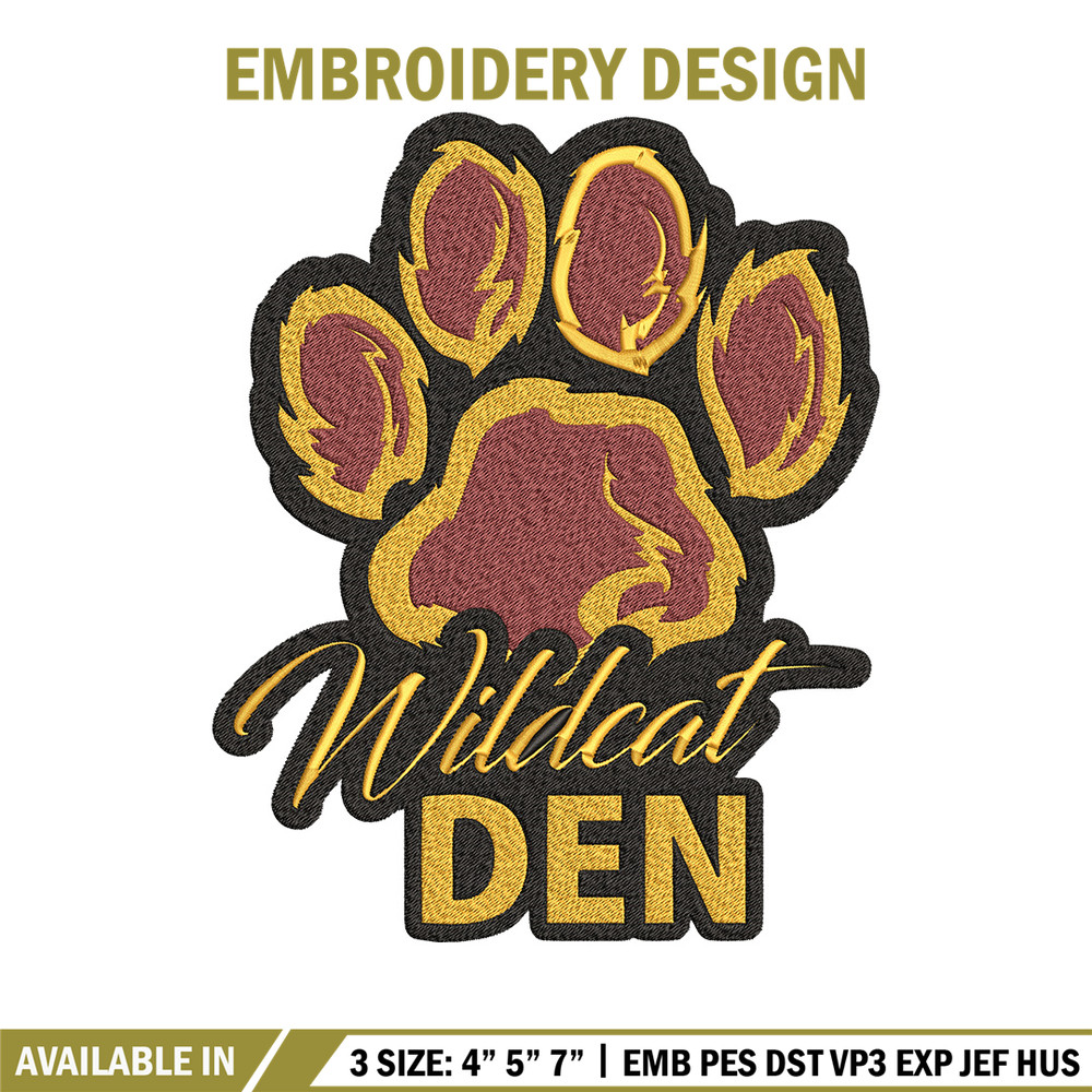Wildcats' Den embroidery design, Logo embroidery, Sport embroidery, logo sport embroidery, Embroidery design.jpg