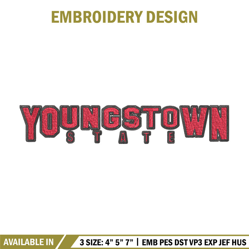Youngstown State logo embroidery design, Logo embroidery, Sport embroidery, logo sport embroidery, Embroidery design.jpg