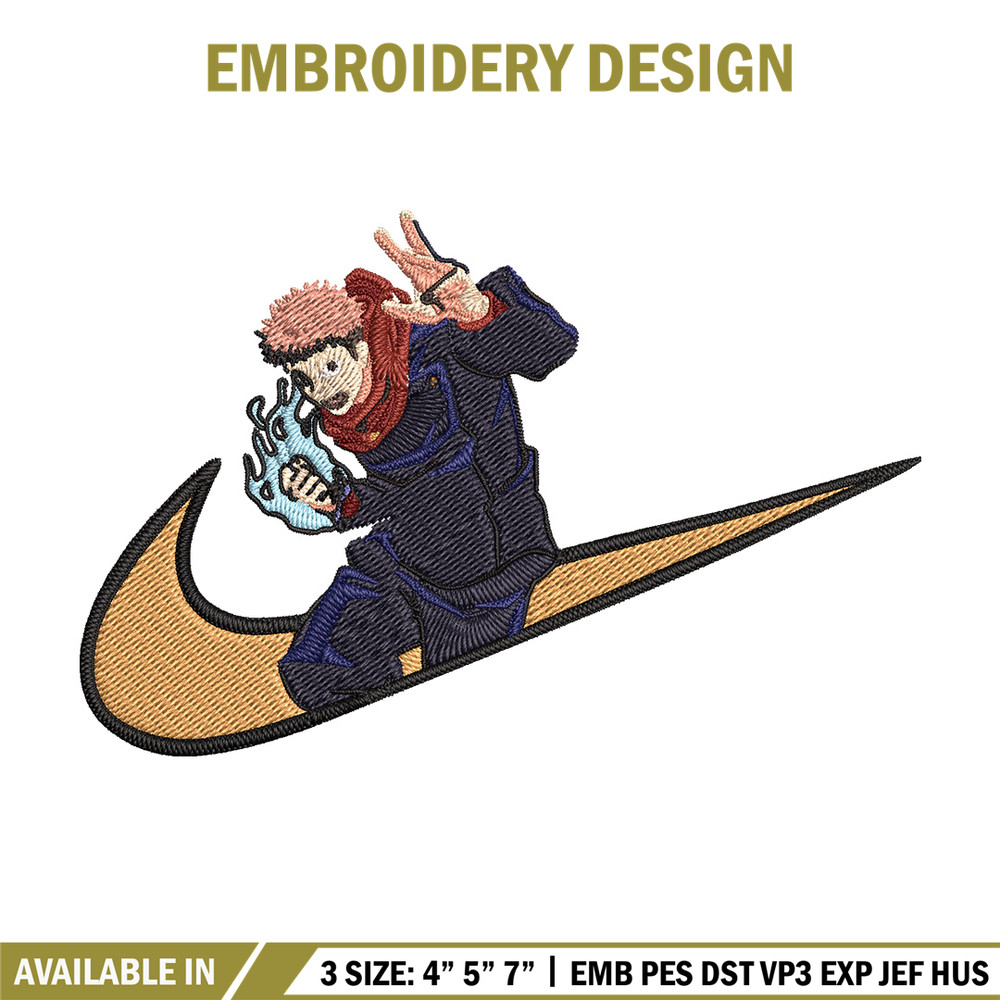 Yuji x nike Embroidery Design, Jujutsu Embroidery, Embroidery File, Nike Embroidery, Anime shirt, Digital download.jpg