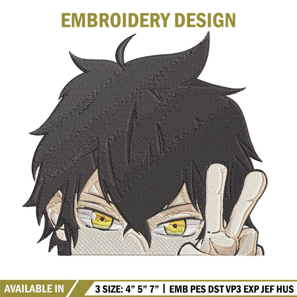 Yuno Peeker Embroidery Design, Black clover Embroidery, Embroidery File, Anime Embroidery, Anime shirt, Digital download.jpg