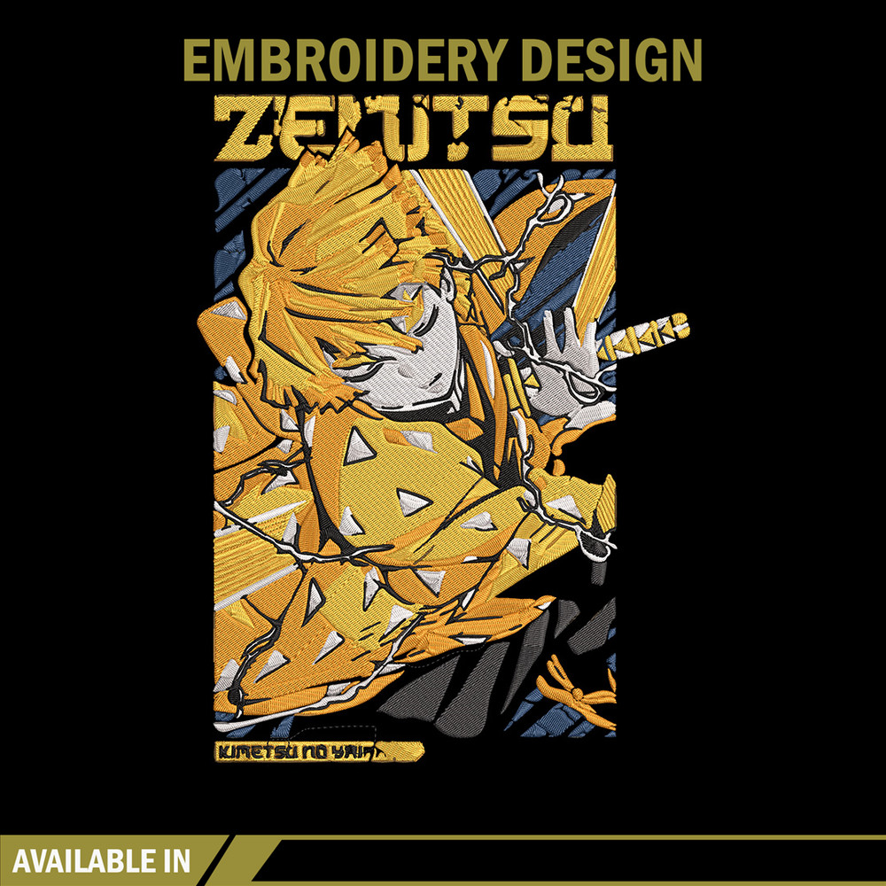 Zenitsu poster Embroidery Design, Demon slayer Embroidery, Embroidery File, Anime Embroidery, Digital download.jpg