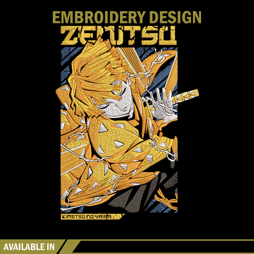 Zenitsu poster Embroidery Design, Demon slayer Embroidery, Embroidery File,Anime Embroidery,Anime shirt,Digital download.jpg