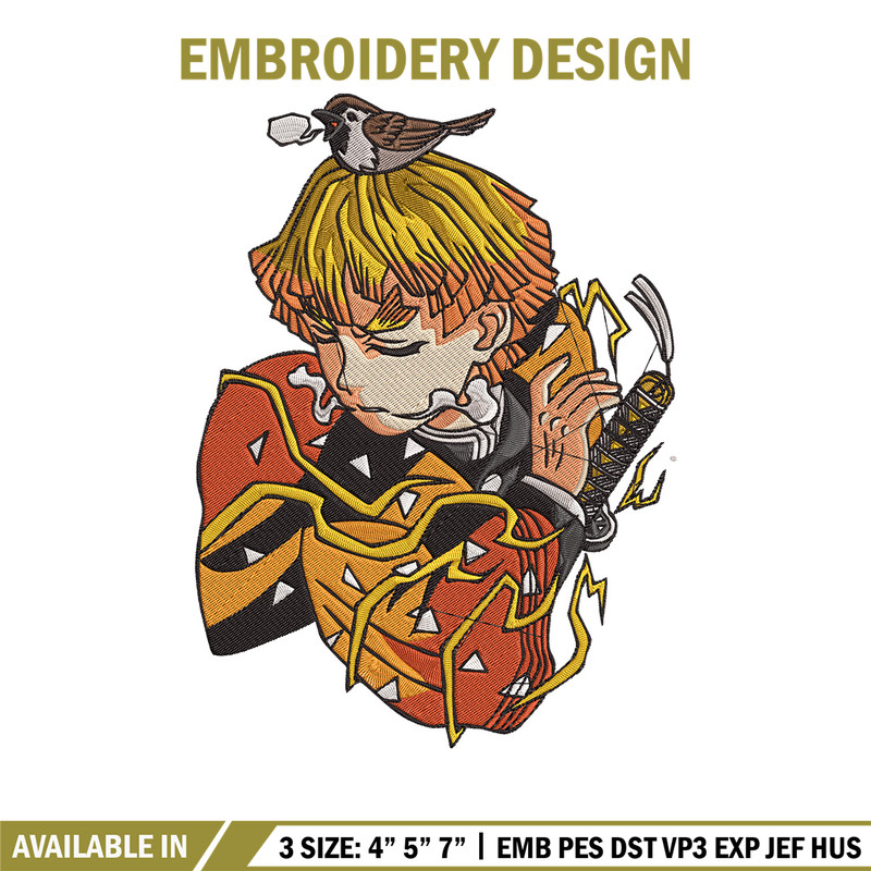 Zenitsu poster Embroidery Design, Demon slayer Embroidery,Embroidery File,Anime Embroidery,Anime shirt,Digital download..jpg