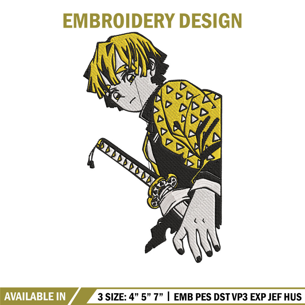Zenitsu poster Embroidery Design,Demon slayer Embroidery, Embroidery File,Anime Embroidery,Anime shirt,Digital download.jpg
