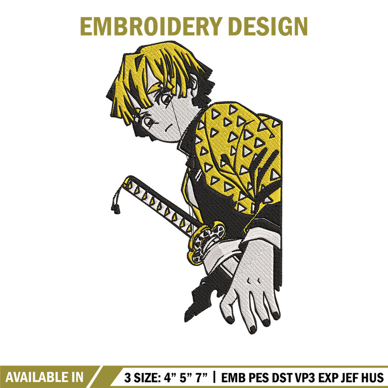 Zenitsu poster Embroidery Design,Demon slayer Embroidery, Embroidery File,Anime Embroidery,Anime shirt,Digital download.jpg