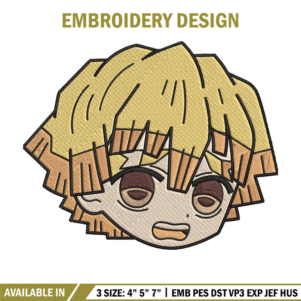 Zenitsu sticker Embroidery Design, Demon slayer Embroidery, Embroidery File, Anime Embroidery, Digital download.jpg