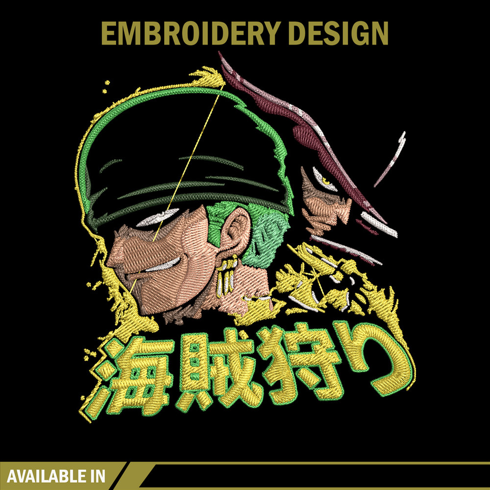 Zoro poster Embroidery Design,One piece Embroidery, Embroidery File, Anime Embroidery, Anime shirt, Digital download.jpg