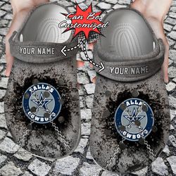 football crocs - d.cowboys personalized chain breaking wall clog shoes