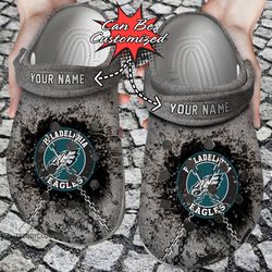football crocs - p.eagles personalized chain breaking wall clog shoes.