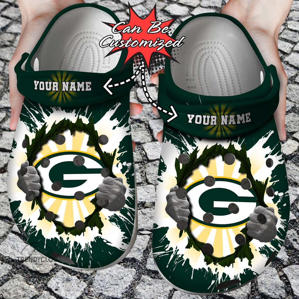 Football Crocs - Personalized G.Packers Hands Ripping Light Clog Shoes.jpg
