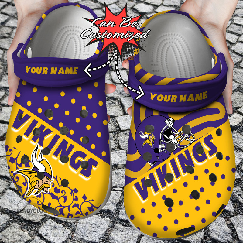Football Crocs Personalized Mvikings Polka Dots Colors Clog Shoes.jpg
