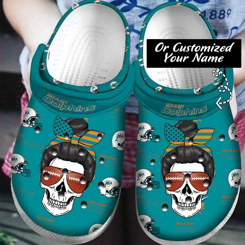 Personalized Football Crocs - Skull Girl Life M.Dolphins Crocs.jpg