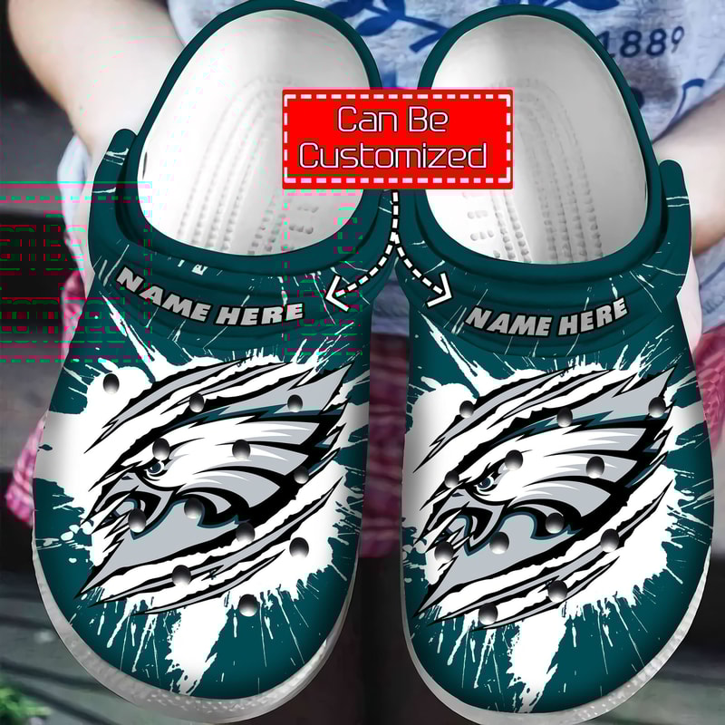 Philadelphia Eagles Football Custom Name Crocs Crocband Clog Comfortable Water Shoes.jpg