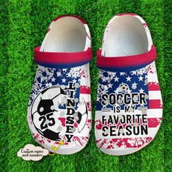 soccer america flag crocs shoes gift son daughter- football 4th of jul