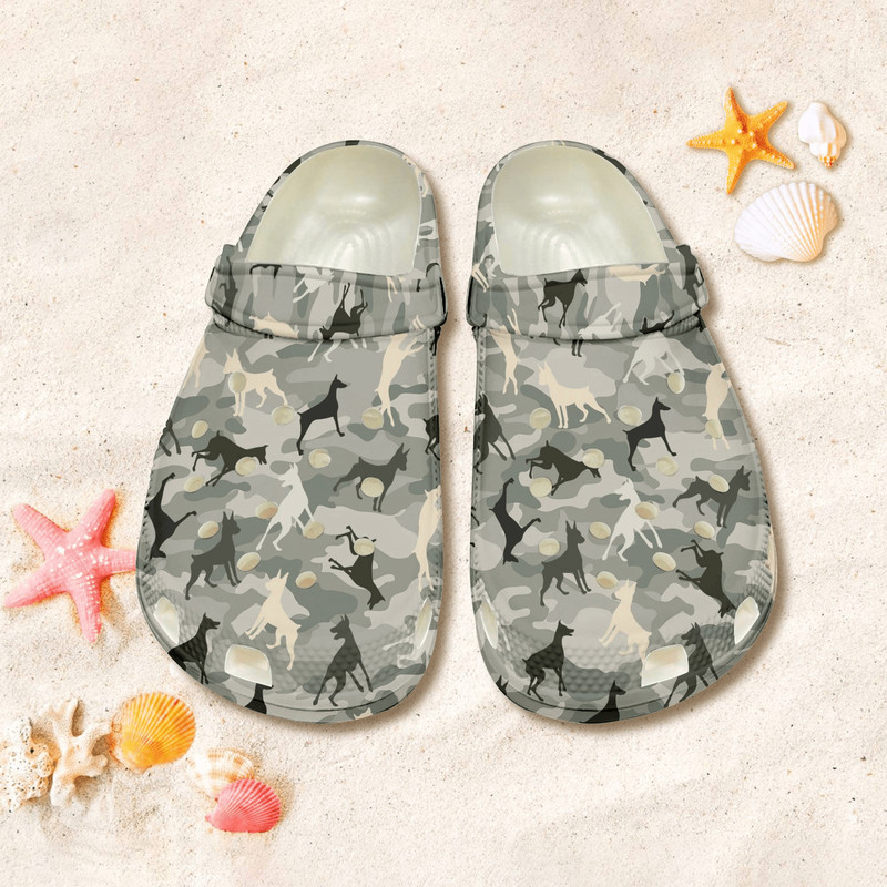 Dobermann Camo Clog Shoes Dobermann Dog Sandal Shoes Gift For Women 0