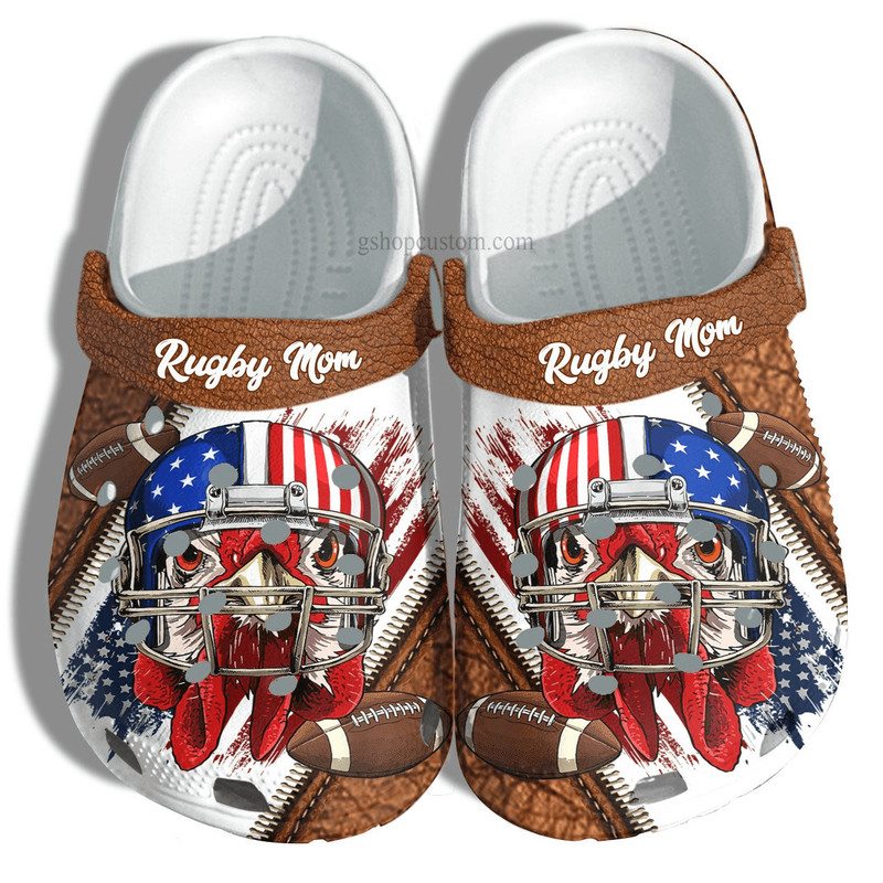 Rugby Chicken America Flag Croc Shoes Gift Men Women Football Rugby U 0