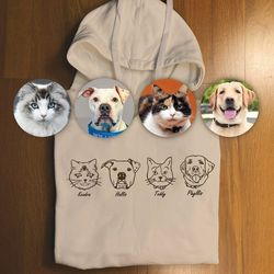 custom embroidered pet sweatshirts, custom pet portrait round neck sweatshirts