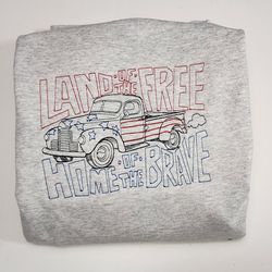 4th of july shirt, land of the free home of the brave, embroidered sweatshirt, independence day