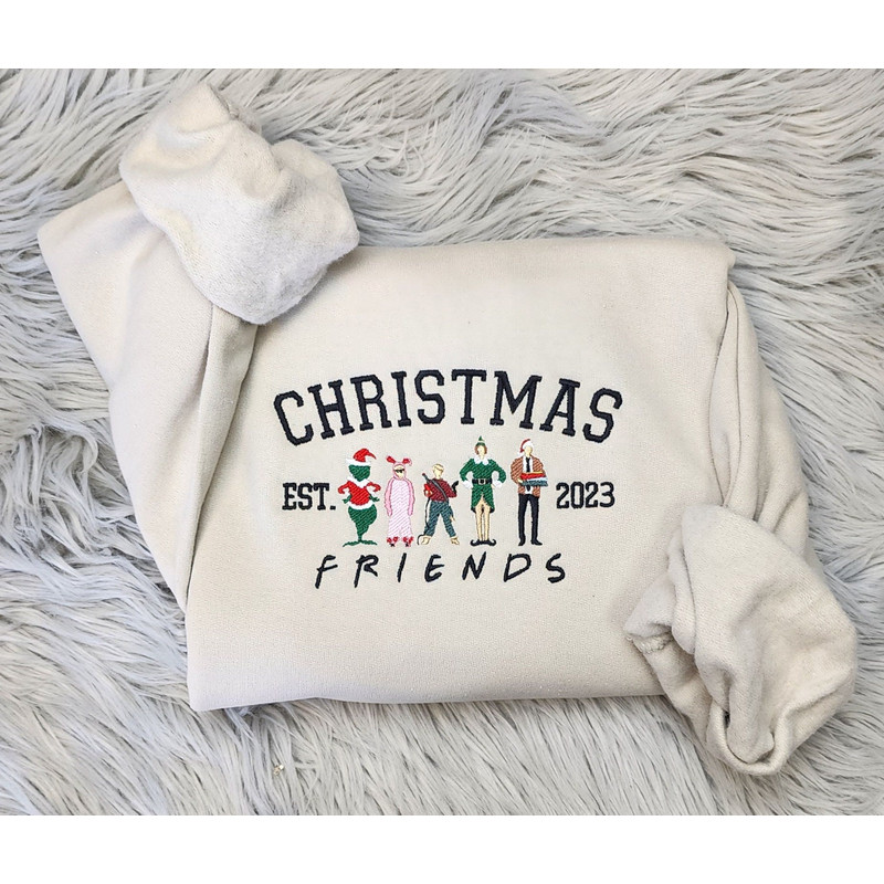 Christmas Friends Embroidered Sweatshirt  - Christmas Movies Lover Embroidered Sweatshirt or Hoodie.jpg