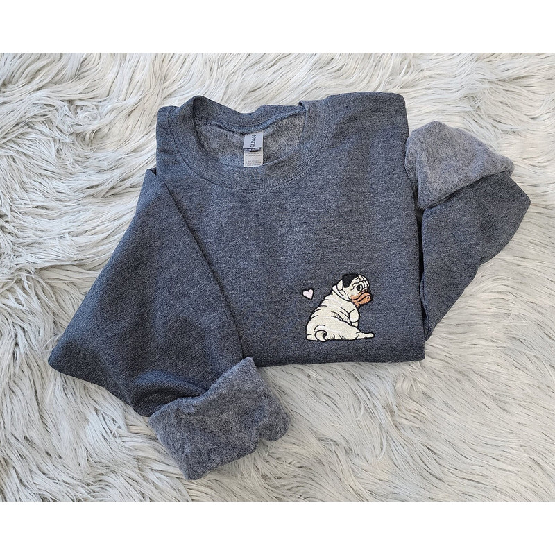 Embroidered Pug Sweatshirt, Pug Love Unisex Sweatshirt or Hooded Sweatshirt.jpg