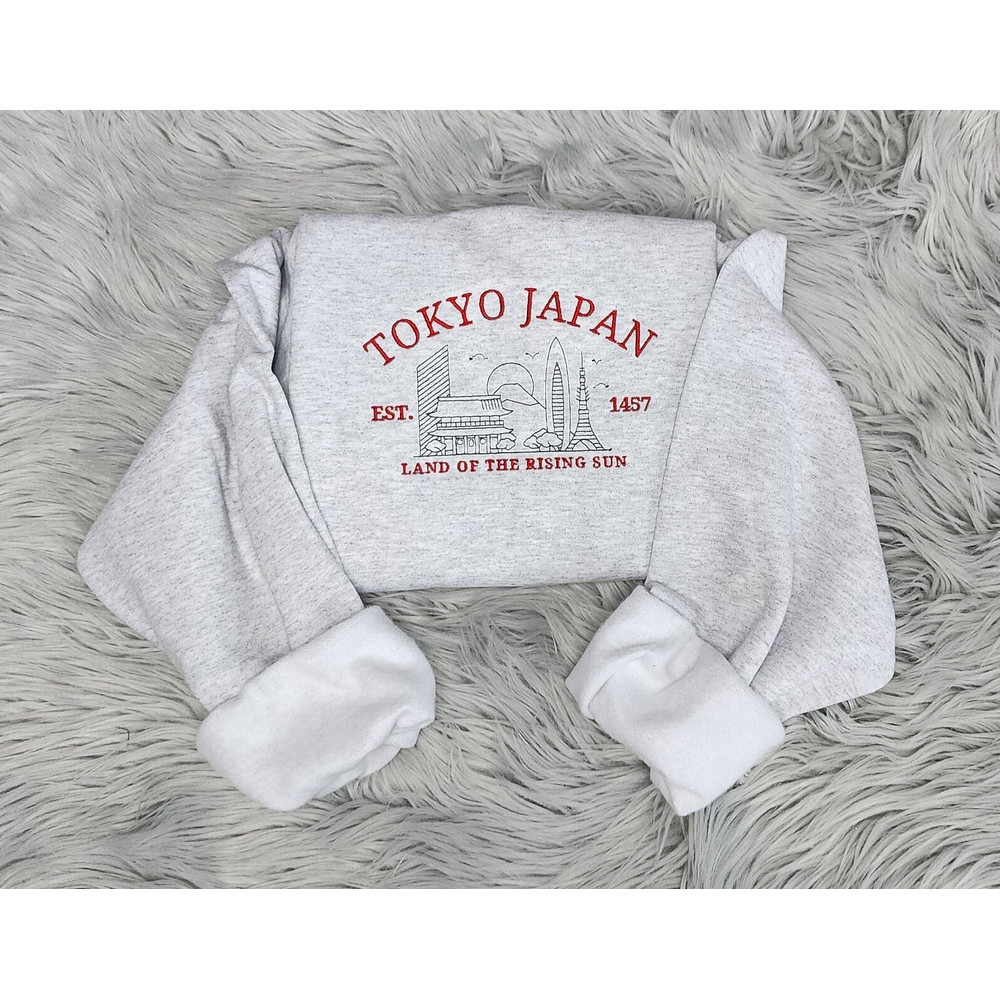 Embroidered Tokyo Japan Sweatshirt - Land Of the Rising Sun Sweatshirt - Unisex Sweatshirt or Hooded Sweatshirt.jpg