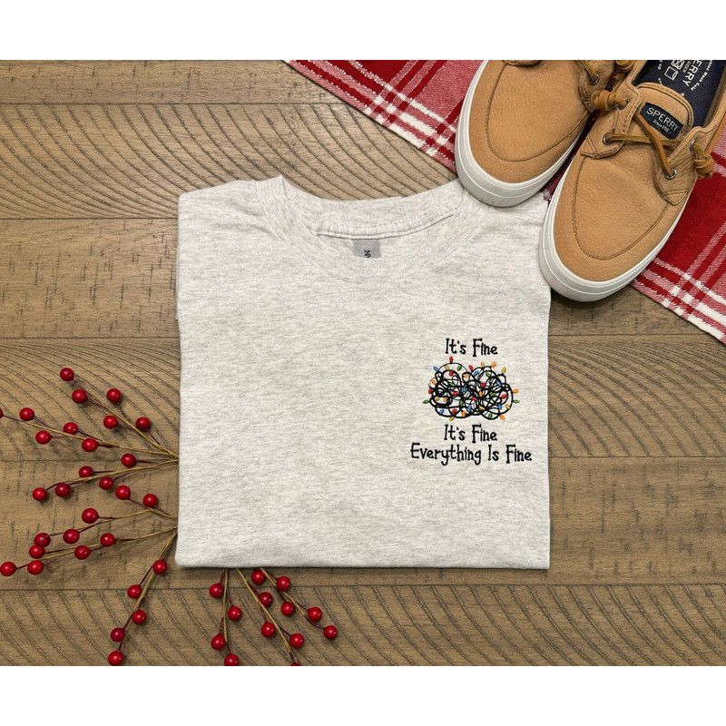 It's Fine Everything is Fine Custom Christmas Crewneck Embroidered Christmas Sweater.jpg