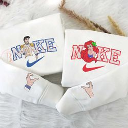 couple princess ariel and prince eric embroidered sweatshirt