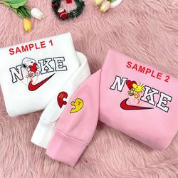 couple snoopy and woodstock embroidered sweatshirt