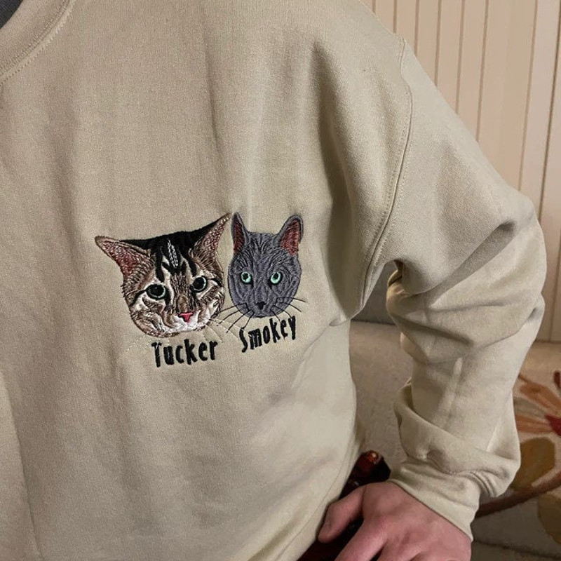 Custom Embroidered Couple Cat With Name Sweatshirt.jpg