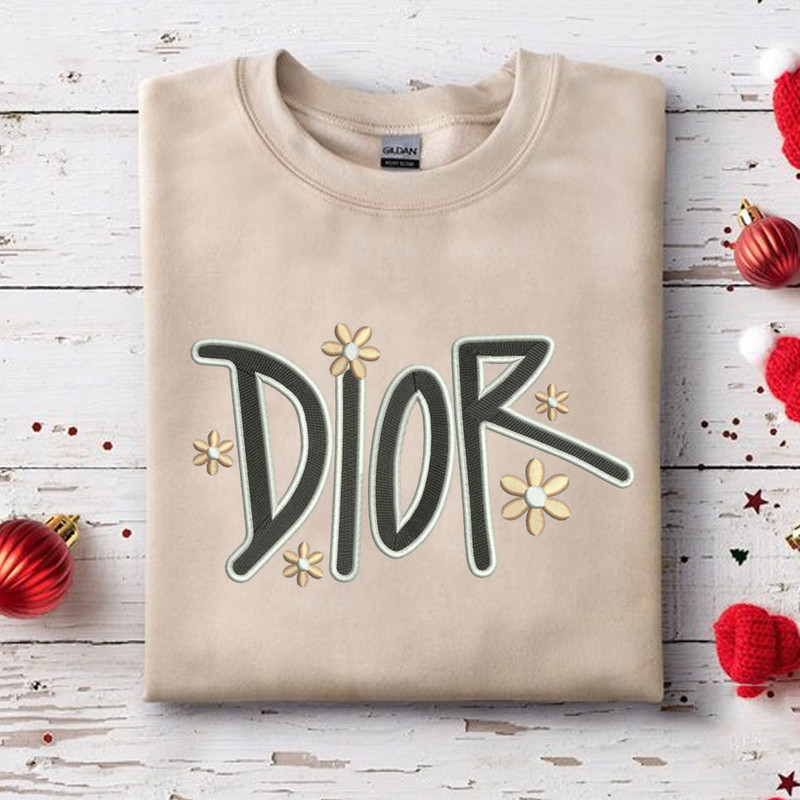 Dior Flower Embroidered Sand Sweatshirt Gifts For Her.jpg