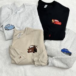 disney car family movie characters embroidered sweatshirt personalized couple shirt